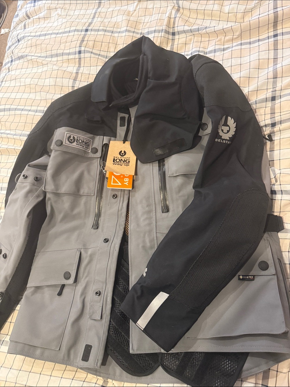 Belstaff Grey and Black Performance Riding Jacket